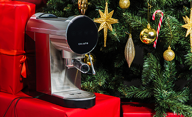Red Coffee Pot Espresso Maker Christmas Tree Decoration Festive